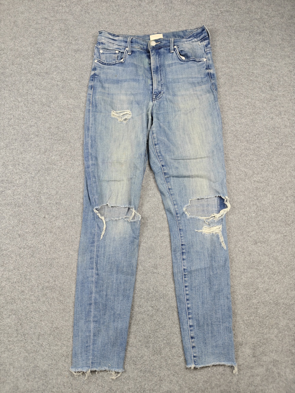 Mother Jeans Womens 27 Blue Light Wash Swooner Ankle Fray Slim High Rise